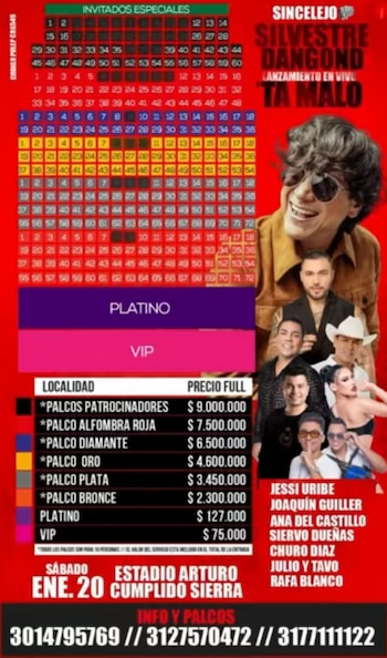 Los precios de la boletería