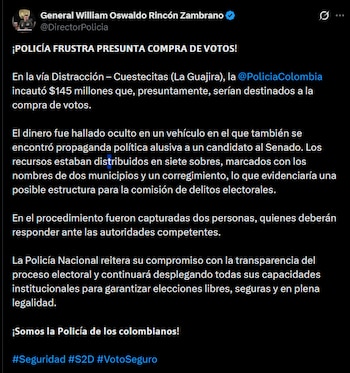 William Rincón - crédito @DirectorPolicia/X