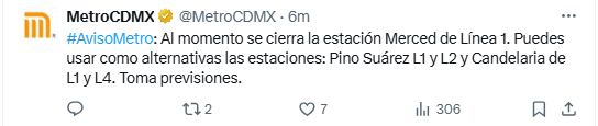 Actualización del Metro, 24 de septiembre. Foto: x.com/@MetroCDMX
