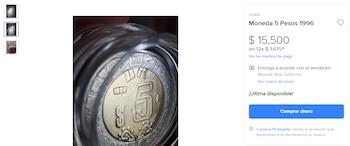 Moneda 5 pesos. Mercado Libre