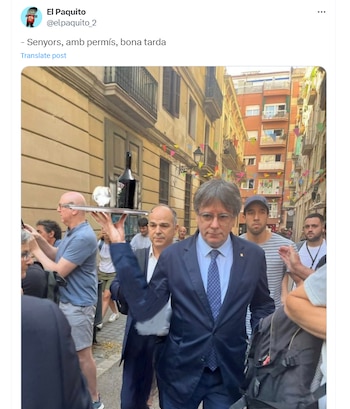 Meme 1 de la huida de Puigdemont (@elpaquito_2).