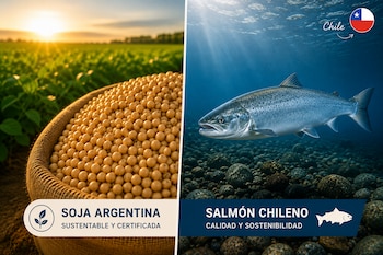 Soja certificada argentina y salmón chileno