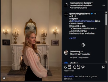 Sarah Paulson retomará su personaje de Cordelia Goode para la siguiente temporada de la serie. (Instagram)