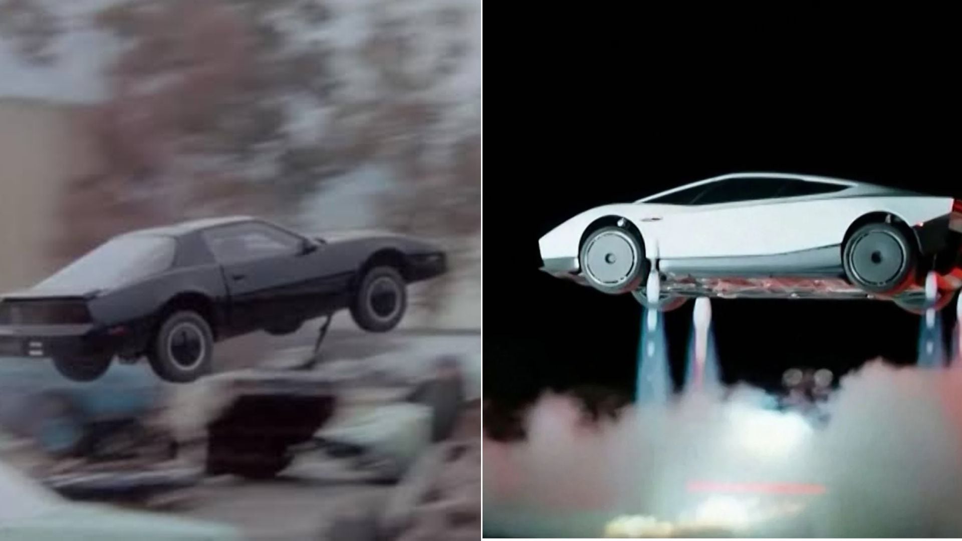 Un usuario de X comparó las maniobras del Roadster con las de KITT, el auto fantástico. (Composición fotográfica/Tesla/IMDb)