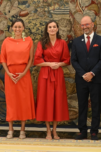 La Reina Letizia recibe en el Palacio de la Zarzuela a una representación de la comunidad y plataforma de formación online “Mamis Digitales”, a 02 de junio de 2026, en Madrid (España). (José Oliva / Europa Press).