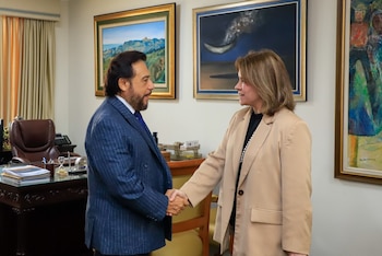 Félix Ulloa recibió en San Salvador a la embajadora Şule Öztunç para consolidar los lazos diplomáticos y promover el intercambio comercial./(Vicepresidencia de la República)