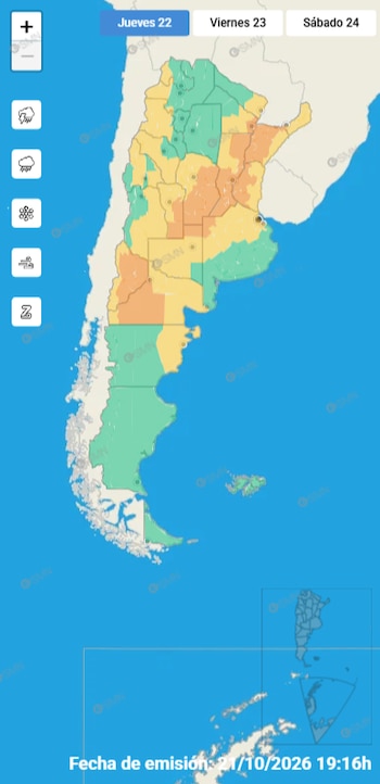 El SMN emitió alertas por tormentas, lluvias y viento para varias provincias este jueves