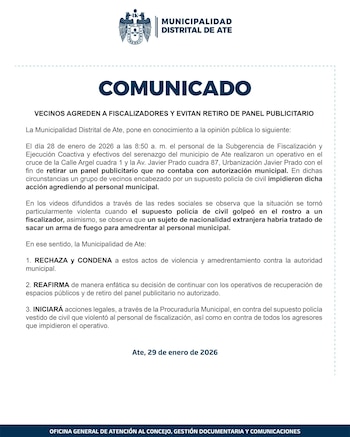 Municipalidad de Ate denuncia que