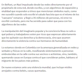 Petro explicó las razones de los disturbios en Belfast, Irlanda del Norte - crédito @petrogustavo/X