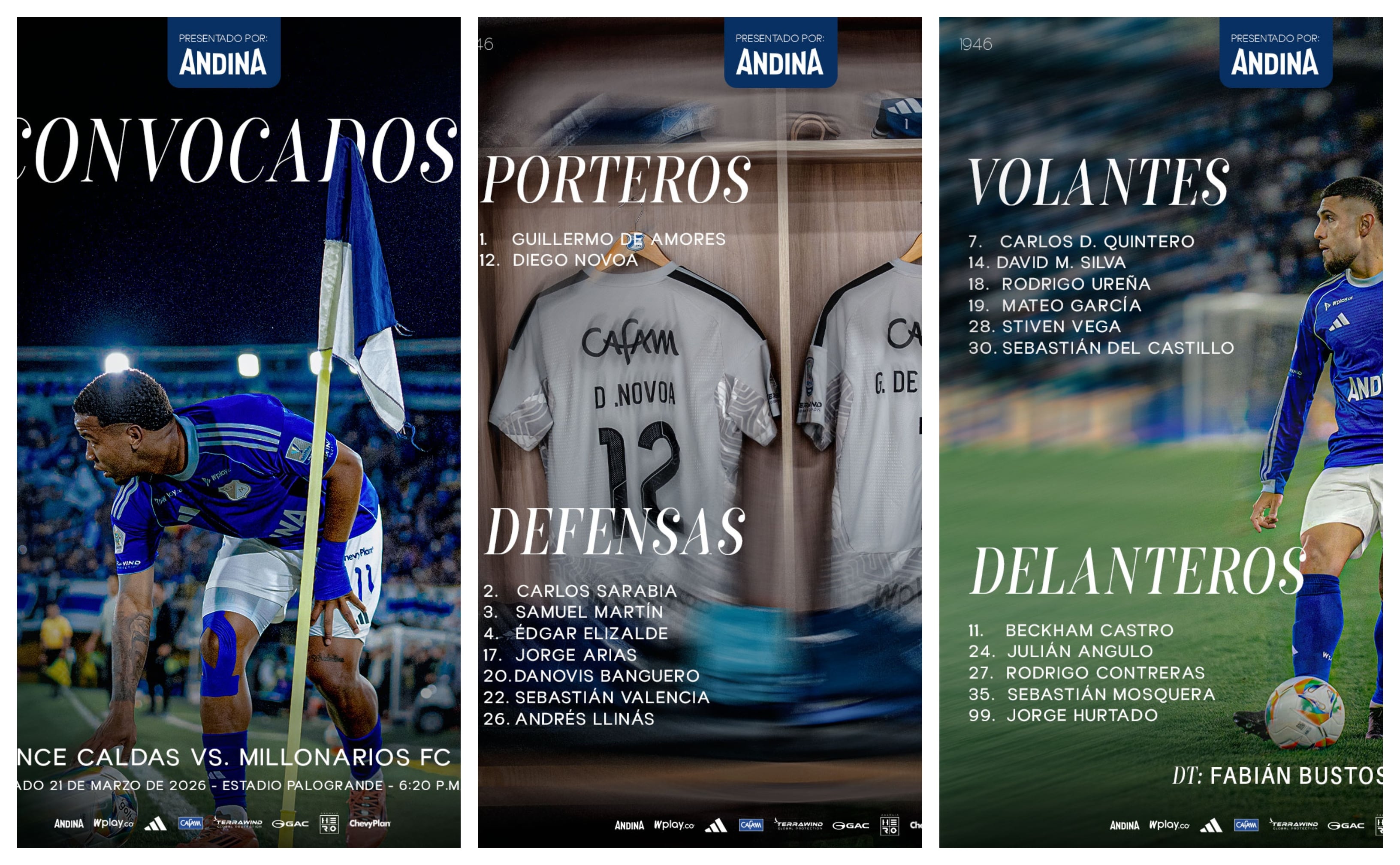 El grupo de jugadores que tendrá el argentino Fabián Bustos para su visita a Manizales-crédito @MillosFCoficial/X