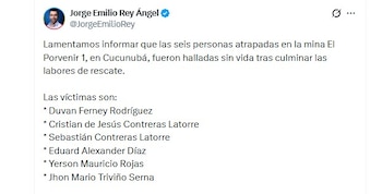 Mensaje del gobernador de Cundinamarca tras explosión en una mina de Cucunubá