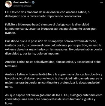 Gustavo Petro llama a superar