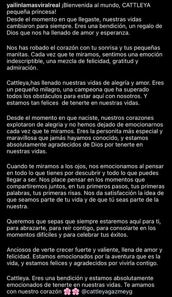 Mensaje de Yailín con el