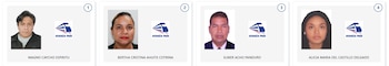 Cuatro retratos individuales de candidatos, dos hombres y dos mujeres, junto al logo de Avanza País, sobre un fondo blanco