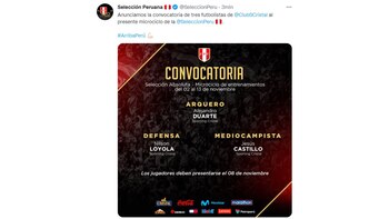 Anuncio de convocatoria de jugadores