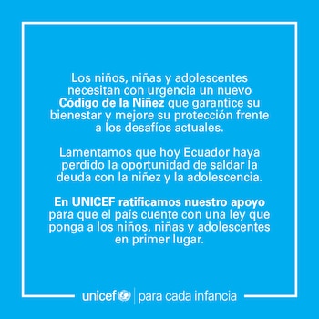 El comunicado de UNICEF.