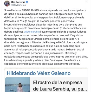 Roy Barreras respaldó a Laura