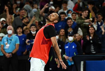 Kyrgios festejó la victoria imitando
