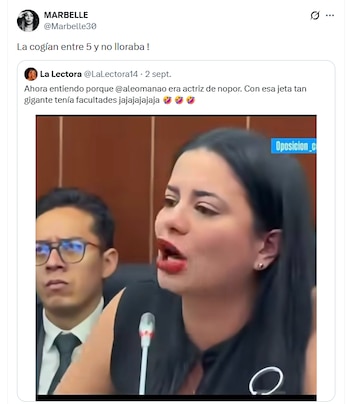 El mensaje atribuido a Marbelle desvió la discusión del atentado en Los Patios hacia un ataque personal contra la senadora Omaña - crédito @Marbelle30/X