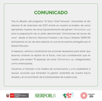 SERFOR rechaza uso de ranas