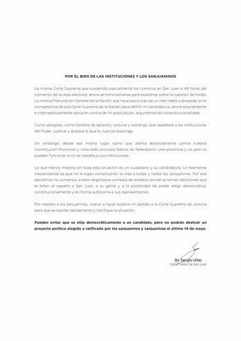 Sergio Uñac volvió a criticar