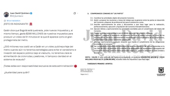 El concejal publicó una parte del contrato que confirma la inversión de 298 millones de pesos - crédito @JD_Quinteror/X
