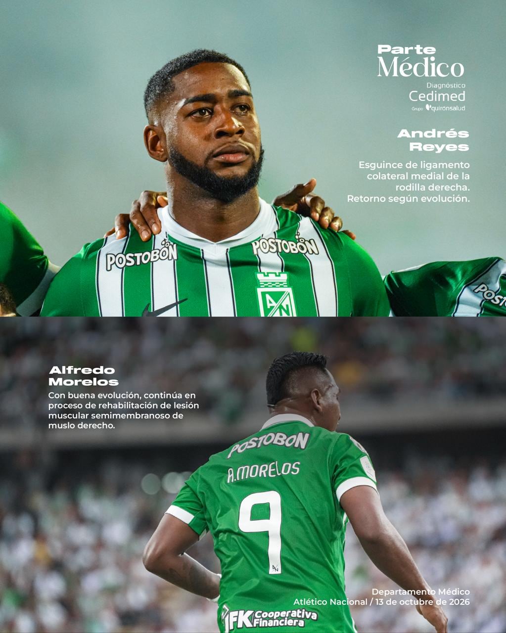 Las otras dos bajas de Atlético Nacional para enfrentar a Independiente Medellín - crédito Atlético Nacional