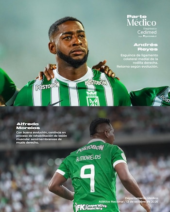 Las otras dos bajas de Atlético Nacional para enfrentar a Independiente Medellín - crédito Atlético Nacional