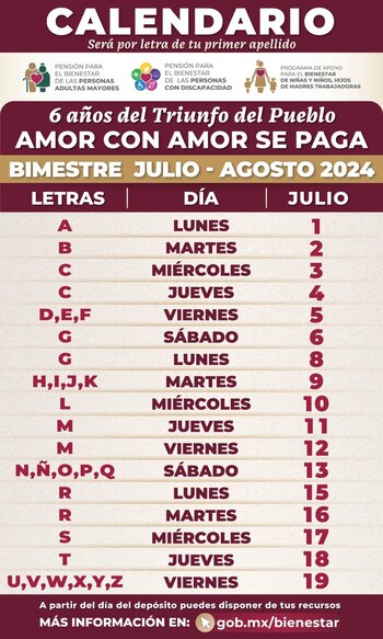 Calendario de pagos por orden