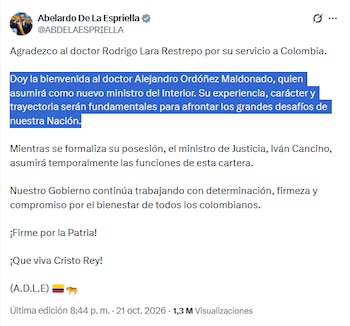 Abelardo de la Espriella habló sobre la llegada de Alejandro Ordóñez al Ministerio del Interior