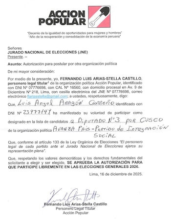 Supuesta autorización de Acción Popular