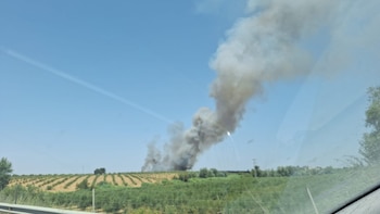 Declarado un incendio forestal en Villalba del Alcor que moviliza una veintena de medios del Infoca