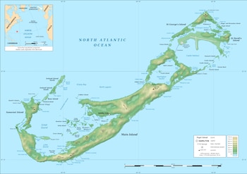 Mapa topográfico de Bermudas (Wikimedia)