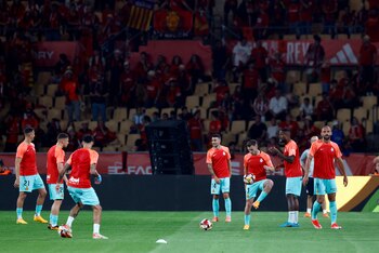 Los jugadores del Mallorca durante