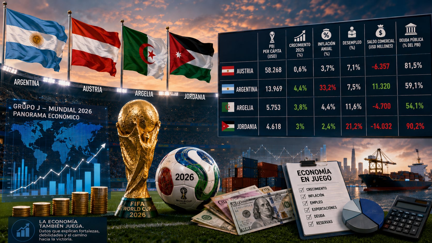 Mundial 2026: Austria domina el ranking económico y Argentina pelea el segundo lugar