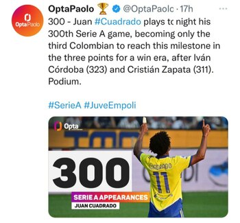 Juan Guillermo Cuadrado hace historia