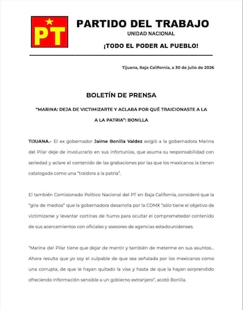 El posicionamiento del partido se sustenta en declaraciones públicas y filtraciones difundidas desde junio, en medio del choque con Jaime Bonilla y tras la cancelación de la visa estadounidense a la gobernadora