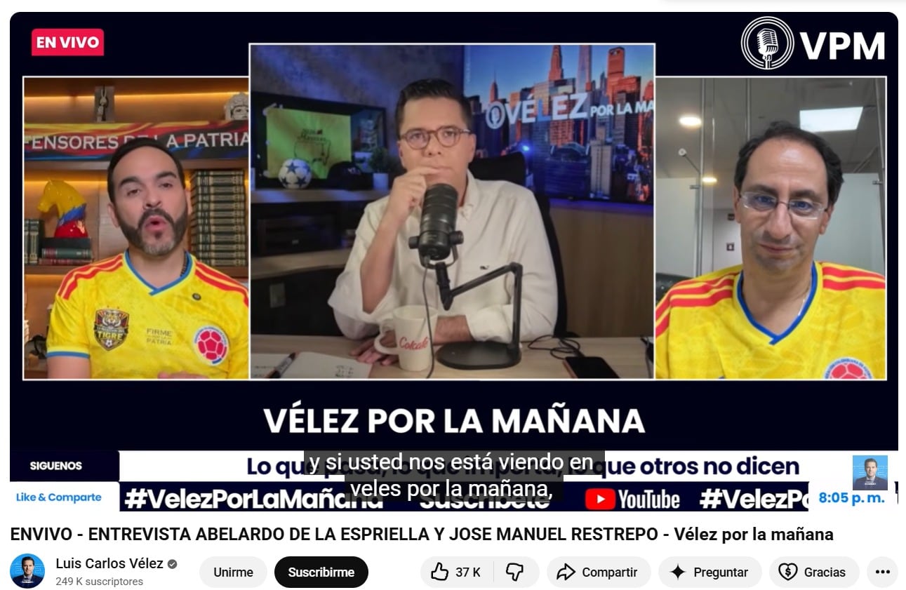 El candidato afirmó que impedirle portar la prenda supone una discriminación y remarcó que no es un símbolo partidista, sino un elemento que, según dijo, pertenece a todos los colombianos - crédito captura de Pantalla Luis Carlos Velez / Youtube