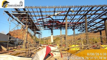 Un atentado con explosivos destruyó un peaje en construcción en la vía Panamericana, en el sector de Cachimbal de Santander de Quilichao - crédito @elsanoguerabaq/X