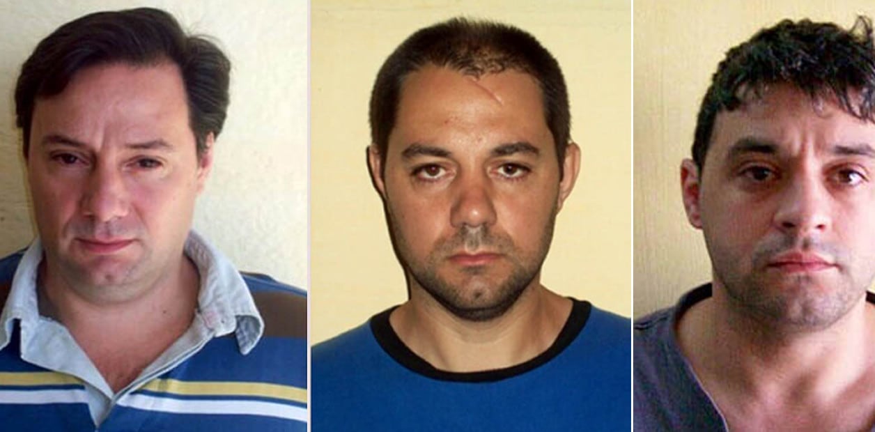 Las fotografías de los prófugos que se difundieron durante la búsqueda. De izq. a dcha.: Martín Lanatta, Cristian Lanatta y Víctor Schillaci (Télam)