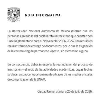 Comunicado de la UNAM (UNAM)