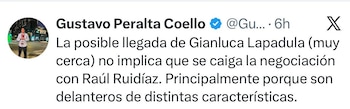 El fichaje de Gianluca Lapadula no frenaría el regreso de Raúl Ruidíaz en este Torneo Clausura 2026.