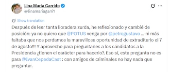 El mensaje de la congresista