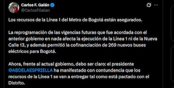 Carlos Fernando Galán (@CarlosFGalan/X)