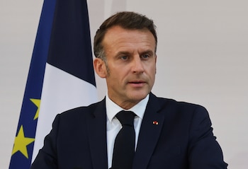 El presidente francés Emmanuel Macron en París el 13 de julio del 2025. (Ludovic Marin, Pool Photo via AP)