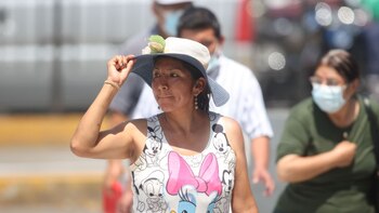 Una ciudadana se protege del