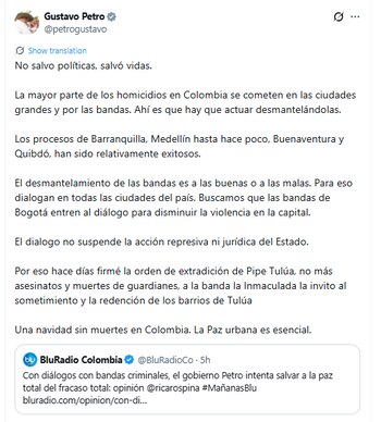 Petro aseguró que su política