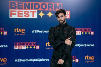 Agoney, en la presentación de
