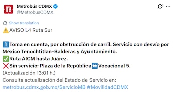 Avance en tiempo real de las diversas línea de la red de transporte público capitalino.