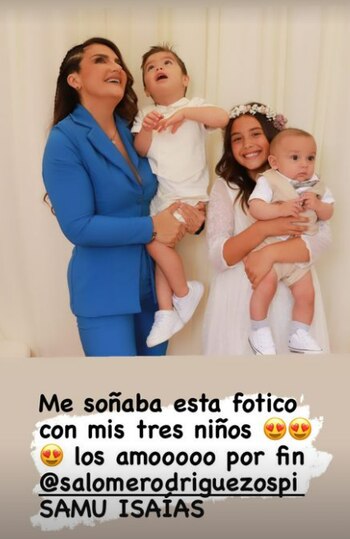 María del Pilar Rubio aprovechó la celebración para inmortalizar una foto con todos sus nietos. Imagen: original tomada de @marjajua14.